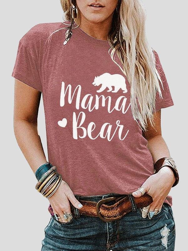 Mama Bear Print Short-sleeved T-shirt - T-shirts - INS | Online Fashion Free Shipping Clothing, Dresses, Tops, Shoes - 10-20 - 22/07/2021 - color-black