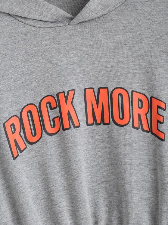 Marled Rock More Graphic Cropped Hoodie - INS | Online Fashion Free Shipping Clothing, Dresses, Tops, Shoes