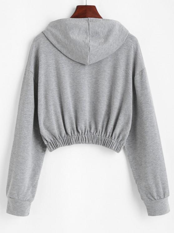 Marled Rock More Graphic Cropped Hoodie - INS | Online Fashion Free Shipping Clothing, Dresses, Tops, Shoes