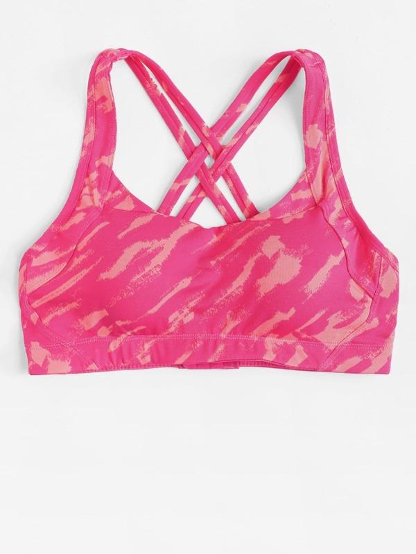 Medium Support Neon Pink Criss Cross Sports Bra - INS | Online Fashion Free Shipping Clothing, Dresses, Tops, Shoes