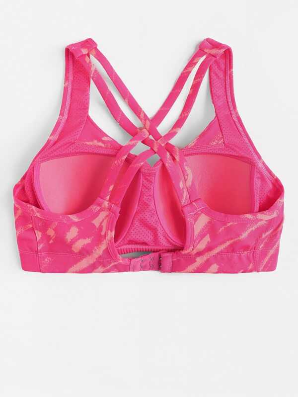 Medium Support Neon Pink Criss Cross Sports Bra - INS | Online Fashion Free Shipping Clothing, Dresses, Tops, Shoes