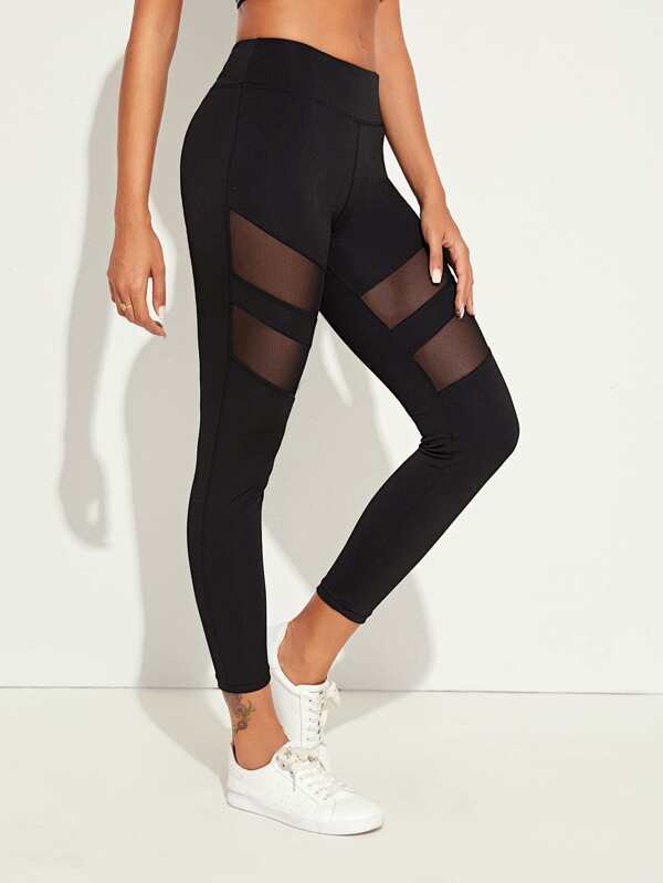 Mesh Insert Skinny Sports Leggings - INS | Online Fashion Free Shipping Clothing, Dresses, Tops, Shoes
