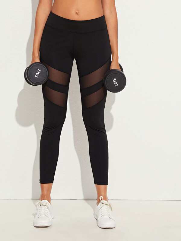 Mesh Insert Skinny Sports Leggings - INS | Online Fashion Free Shipping Clothing, Dresses, Tops, Shoes