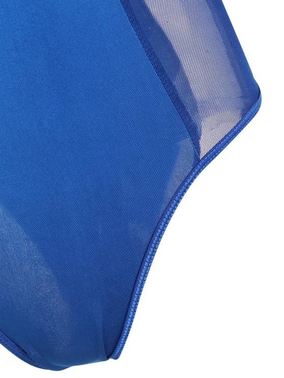 Mesh Panel V-wired Snap Crotch Bodysuit - INS | Online Fashion Free Shipping Clothing, Dresses, Tops, Shoes