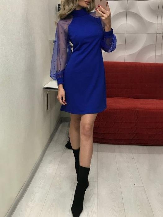 Mesh Pearl Long Sleeve Slim Mini Dress - Mini Dresses - INS | Online Fashion Free Shipping Clothing, Dresses, Tops, Shoes - 06/07/2021 - 10-20 - color-black