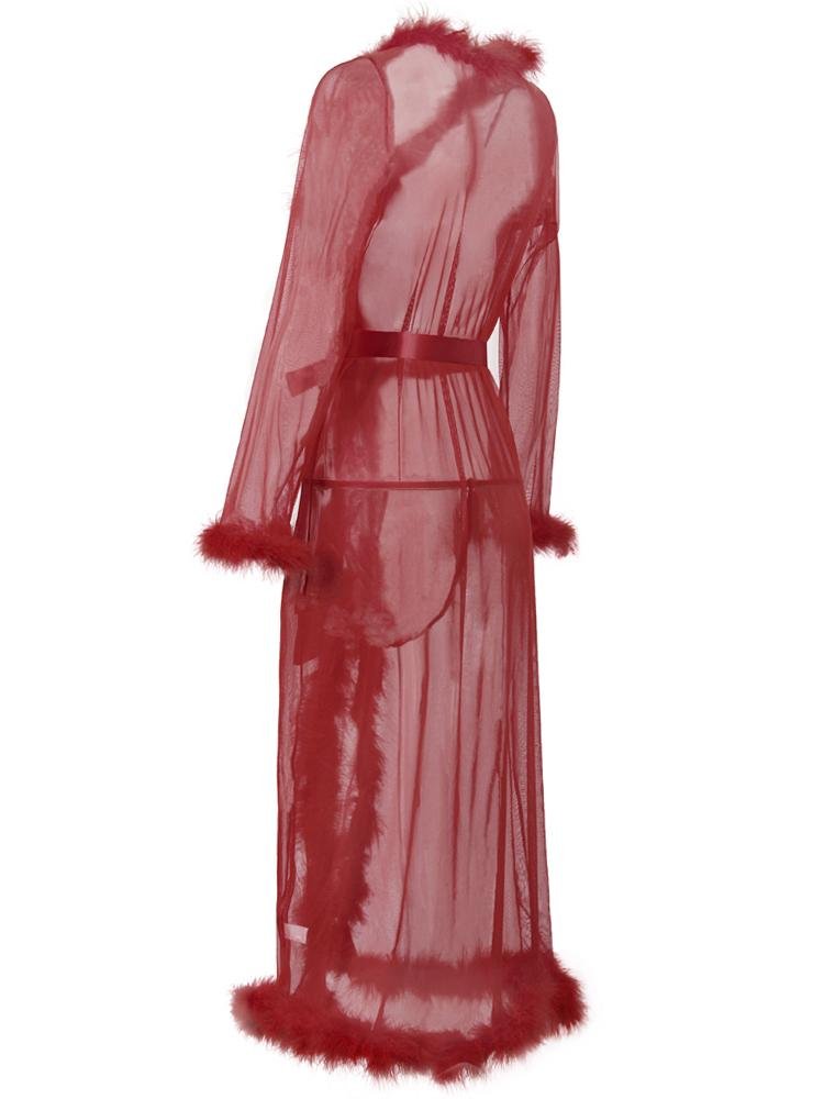 Mesh Plush Lingeries Long Dress - Lingeries - INS | Online Fashion Free Shipping Clothing, Dresses, Tops, Shoes - 07/06/2021 - Category_ Lingeries - Color_Pink