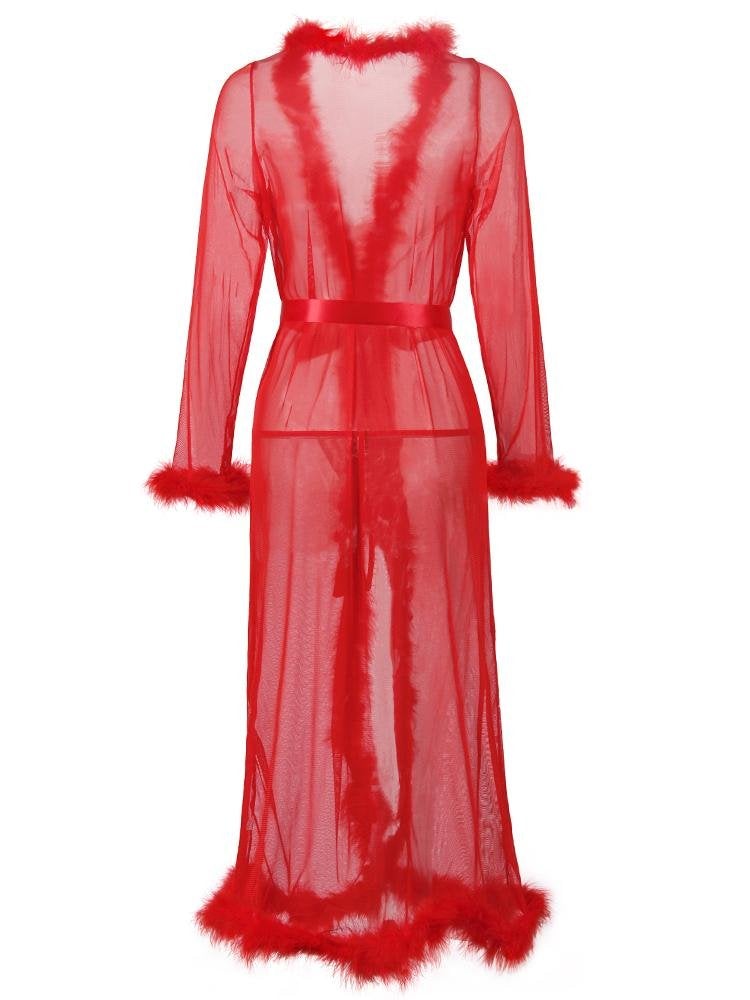 Mesh Plush Lingeries Long Dress - Lingeries - INS | Online Fashion Free Shipping Clothing, Dresses, Tops, Shoes - 07/06/2021 - Category_ Lingeries - Color_Pink