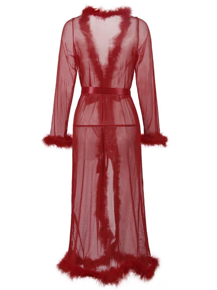 Mesh Plush Lingeries Long Dress - Lingeries - INS | Online Fashion Free Shipping Clothing, Dresses, Tops, Shoes - 07/06/2021 - Category_ Lingeries - Color_Pink