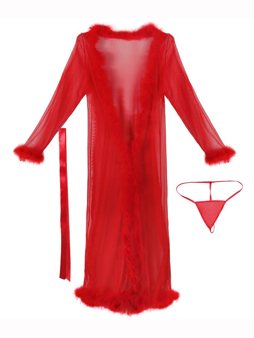 Mesh Plush Lingeries Long Dress - Lingeries - INS | Online Fashion Free Shipping Clothing, Dresses, Tops, Shoes - 07/06/2021 - Category_ Lingeries - Color_Pink