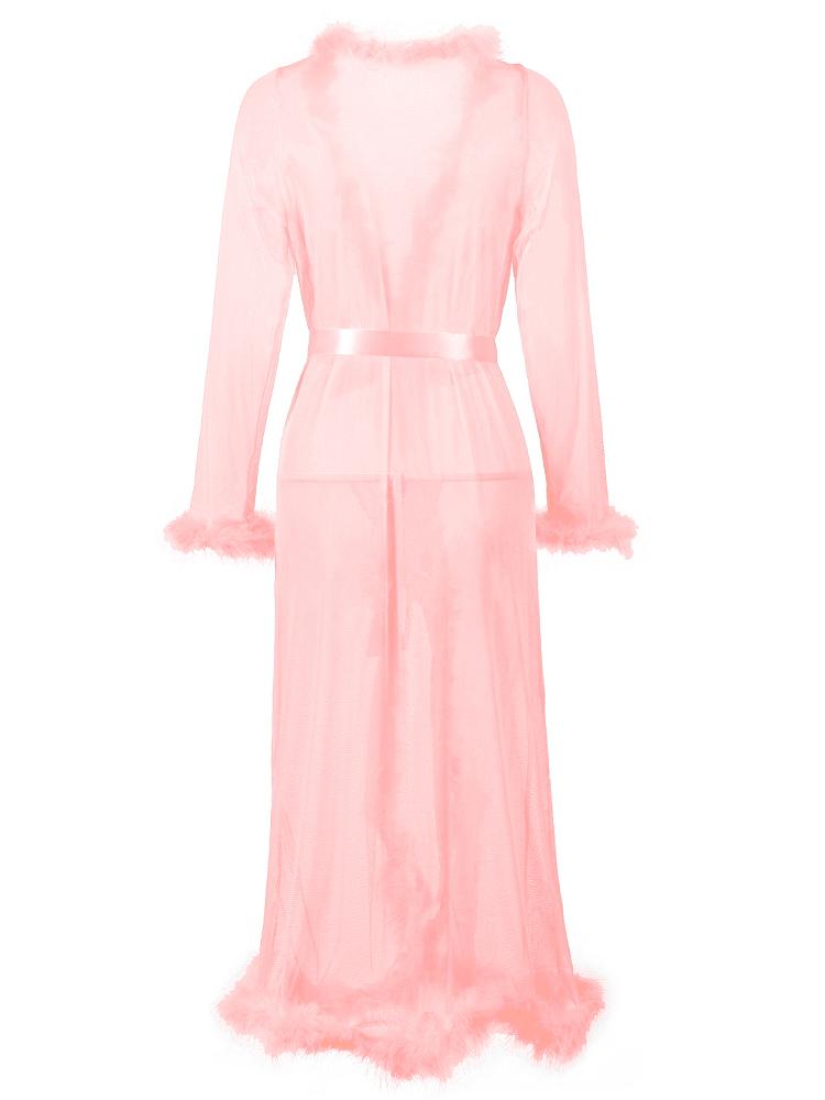 Mesh Plush Lingeries Long Dress - Lingeries - INS | Online Fashion Free Shipping Clothing, Dresses, Tops, Shoes - 07/06/2021 - Category_ Lingeries - Color_Pink