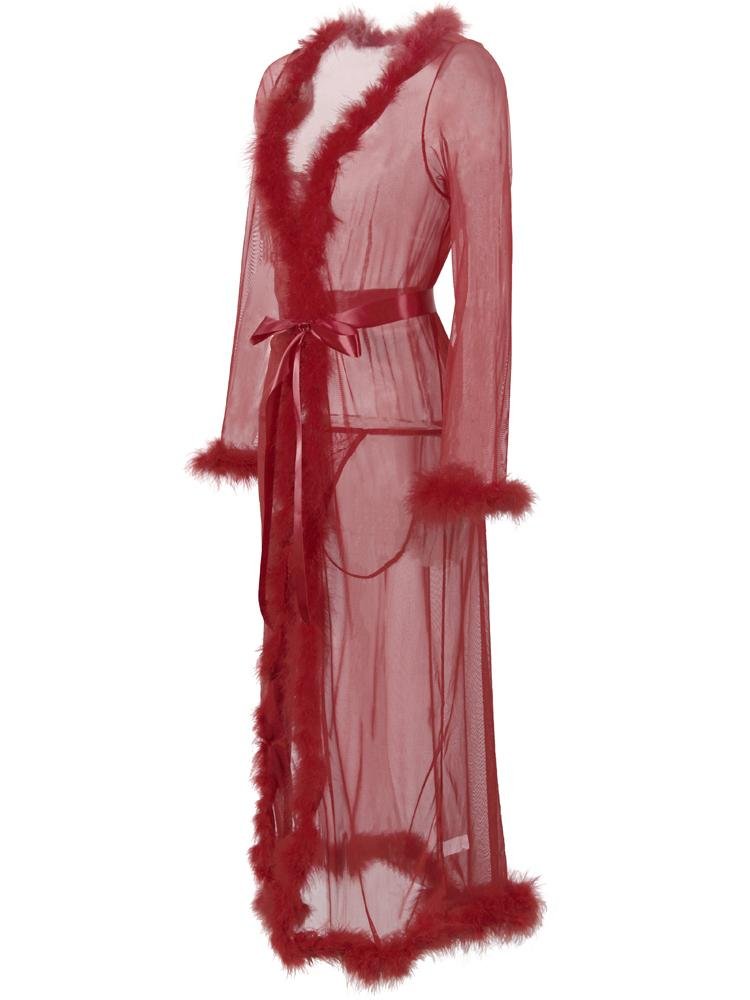 Mesh Plush Lingeries Long Dress - Lingeries - INS | Online Fashion Free Shipping Clothing, Dresses, Tops, Shoes - 07/06/2021 - Category_ Lingeries - Color_Pink