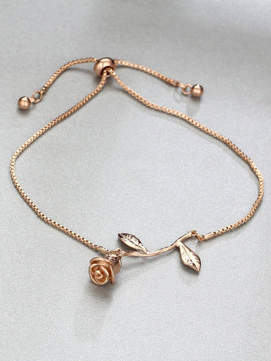 Metal Rose Detail Link Bracelet 1pc - INS | Online Fashion Free Shipping Clothing, Dresses, Tops, Shoes