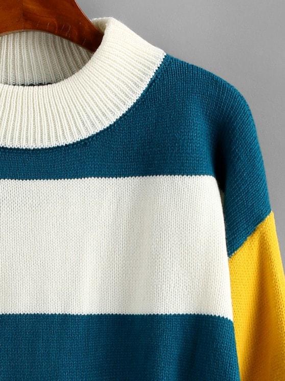 Mock Neck Colorblock Stripes Sweater - INS | Online Fashion Free Shipping Clothing, Dresses, Tops, Shoes