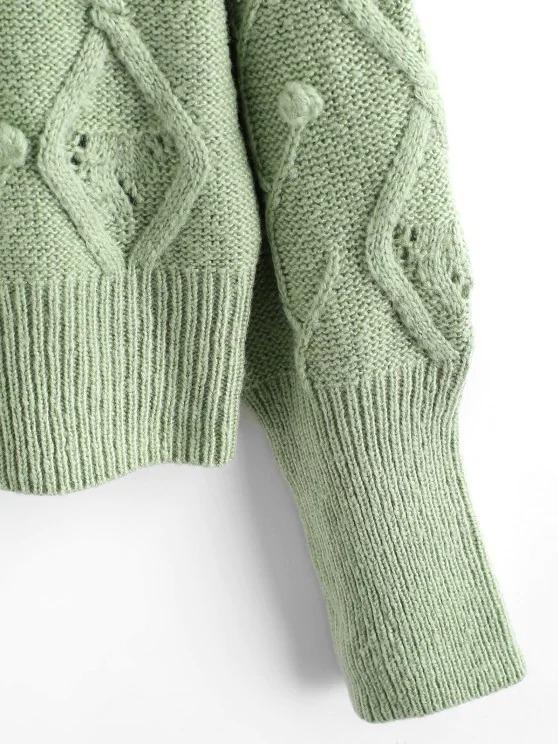 Mock Neck Dotted Bubble Mixed Knit Sweater - INS | Online Fashion Free Shipping Clothing, Dresses, Tops, Shoes