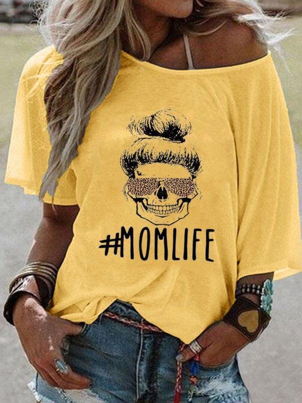 MOMLIFE Letter Print Round Neck Short-sleeved T-shirt - T-shirts - INS | Online Fashion Free Shipping Clothing, Dresses, Tops, Shoes - 09/07/2021 - 10-20 - color-blue