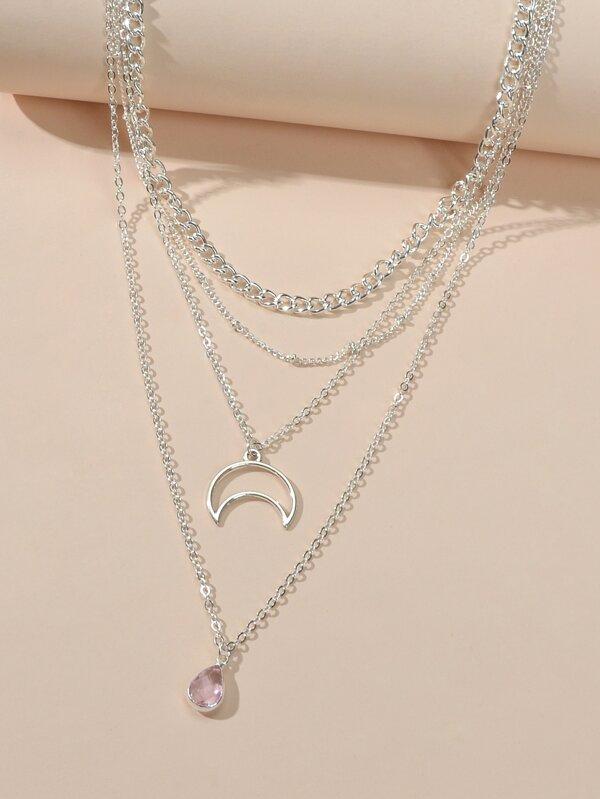 Moon Charm Layered Necklace - INS | Online Fashion Free Shipping Clothing, Dresses, Tops, Shoes