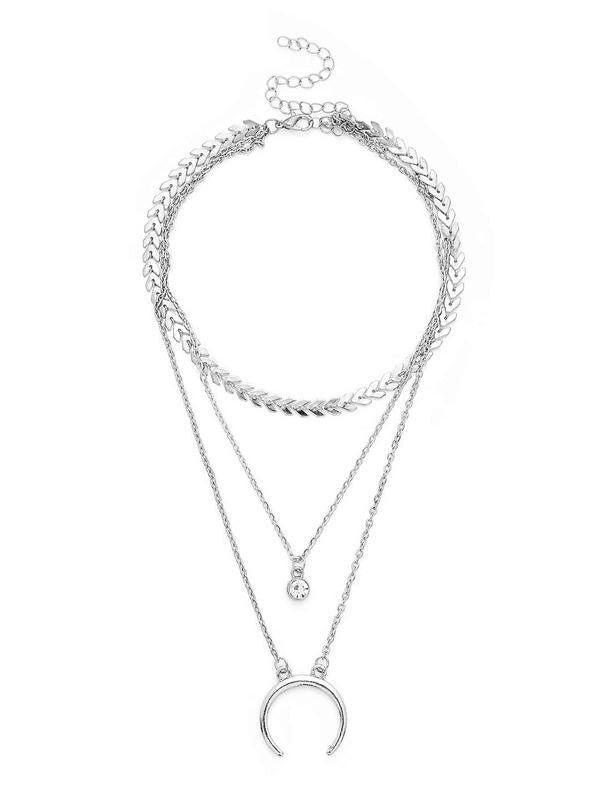 Moon Pendant Layered Chain Necklace - INS | Online Fashion Free Shipping Clothing, Dresses, Tops, Shoes