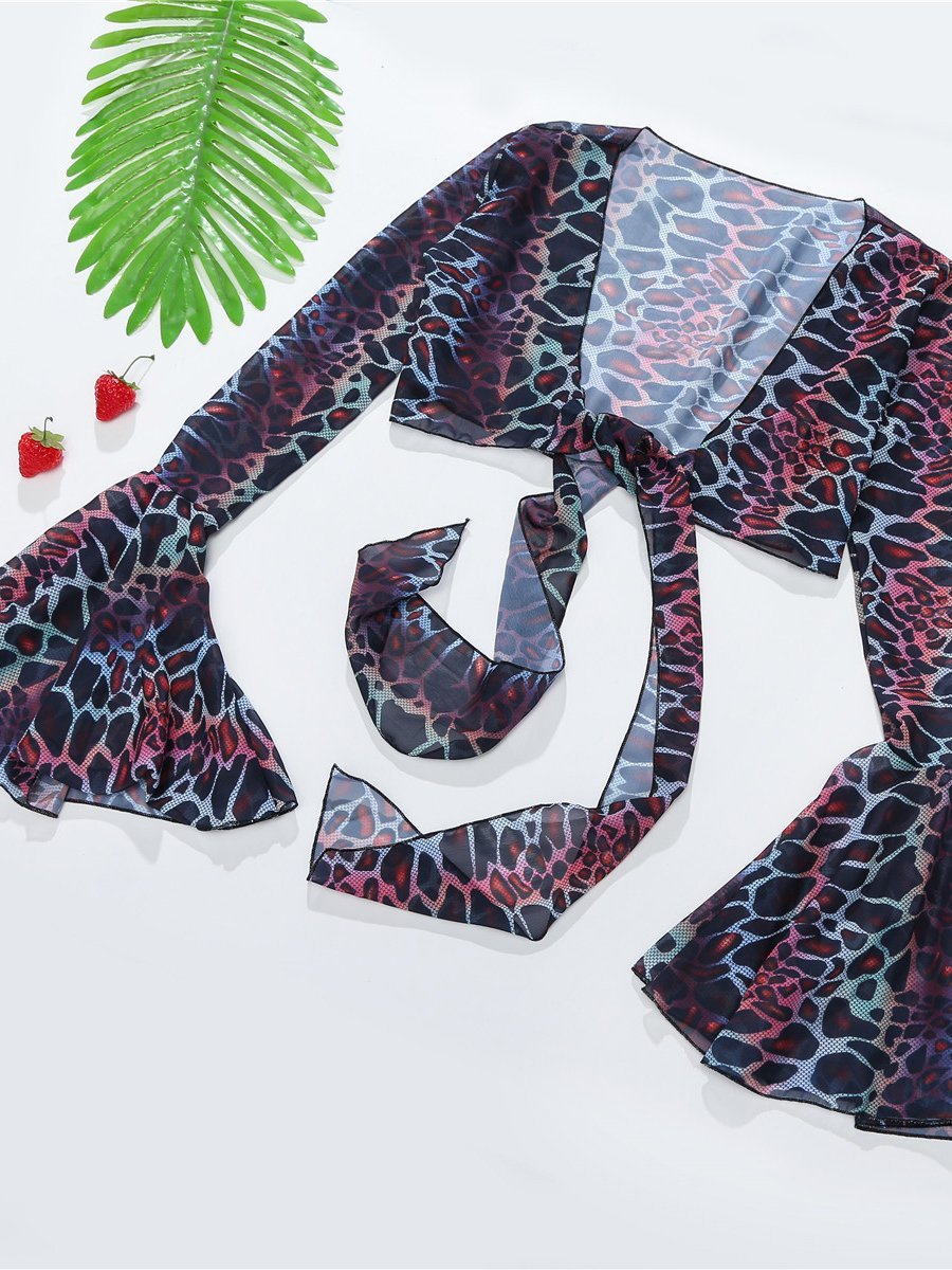 Multi-Colored Leopard Patten Three-Piece Set - Swimsuits - INS | Online Fashion Free Shipping Clothing, Dresses, Tops, Shoes - 18/03/2021 - Beach - Black