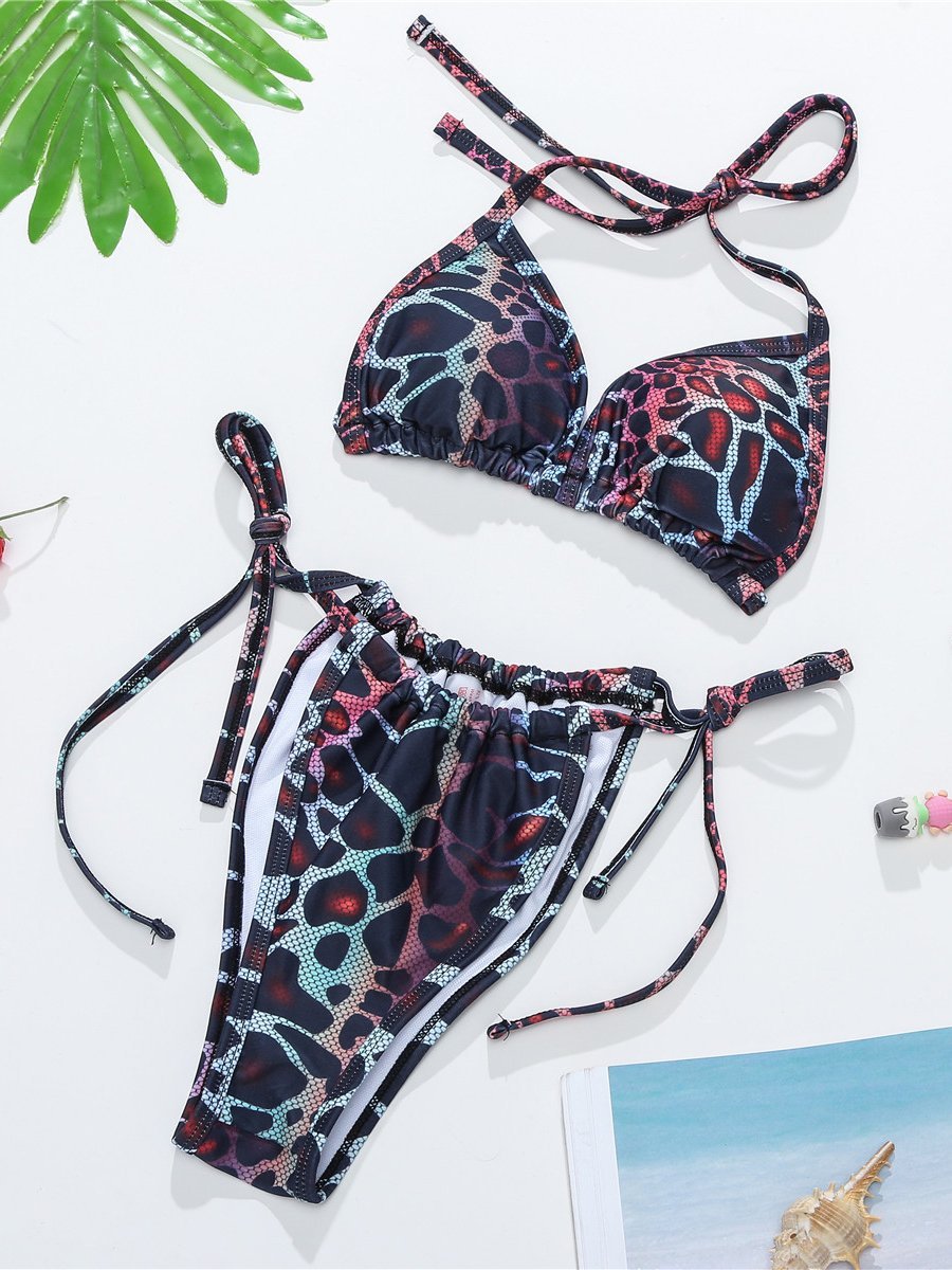Multi-Colored Leopard Patten Three-Piece Set - Swimsuits - INS | Online Fashion Free Shipping Clothing, Dresses, Tops, Shoes - 18/03/2021 - Beach - Black