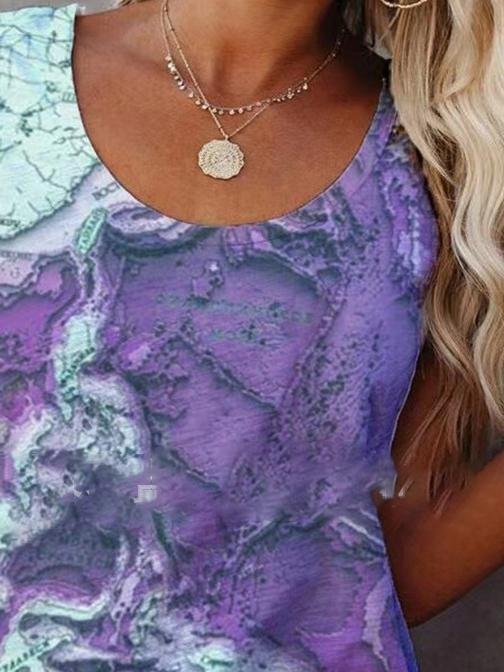 Multicolor Abstract Print Loose Round Neck Tank Tops - Tank Tops - INS | Online Fashion Free Shipping Clothing, Dresses, Tops, Shoes - 08/06/2021 - Category_Tank Tops - Color_Gray