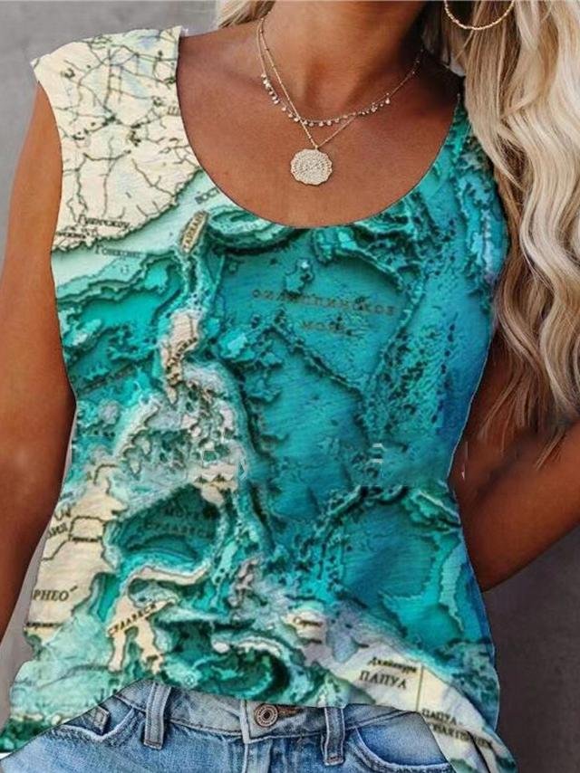 Multicolor Abstract Print Loose Round Neck Tank Tops - Tank Tops - INS | Online Fashion Free Shipping Clothing, Dresses, Tops, Shoes - 08/06/2021 - Category_Tank Tops - Color_Gray