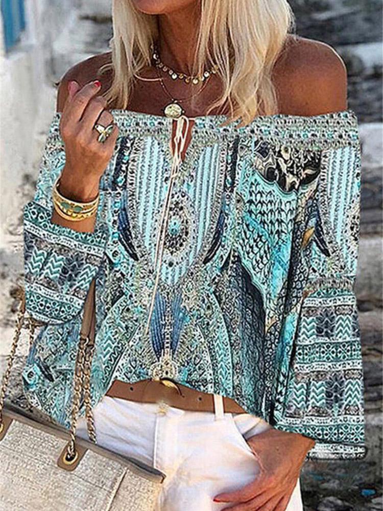 Multicolor Printed Long Sleeve Chiffon Blouses - Blouses - INS | Online Fashion Free Shipping Clothing, Dresses, Tops, Shoes - 20-30 - 26/07/2021 - BLO2107261267