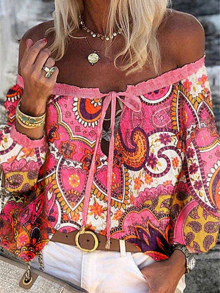 Multicolor Printed Long Sleeve Chiffon Blouses - Blouses - INS | Online Fashion Free Shipping Clothing, Dresses, Tops, Shoes - 20-30 - 26/07/2021 - BLO2107261267