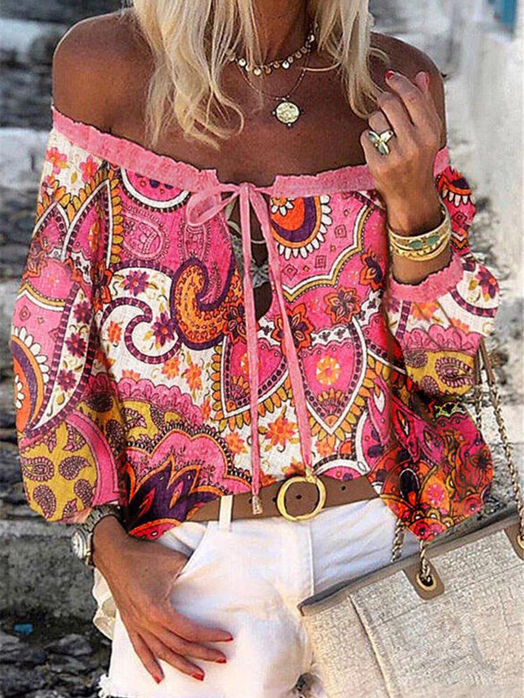 Multicolor Printed Long Sleeve Chiffon Blouses - Blouses - INS | Online Fashion Free Shipping Clothing, Dresses, Tops, Shoes - 20-30 - 26/07/2021 - BLO2107261267