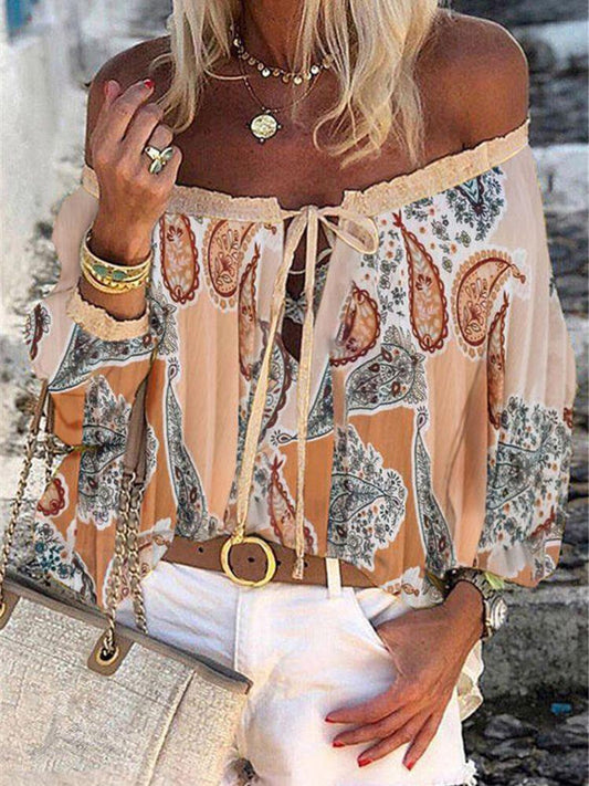 Multicolor Printed Long Sleeve Chiffon Blouses - Blouses - INS | Online Fashion Free Shipping Clothing, Dresses, Tops, Shoes - 20-30 - 26/07/2021 - BLO2107261267