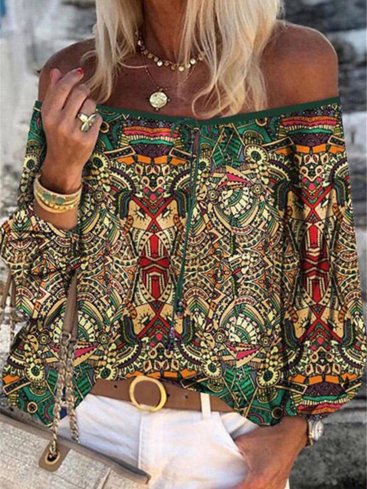 Multicolor Printed Long Sleeve Chiffon Blouses - Blouses - INS | Online Fashion Free Shipping Clothing, Dresses, Tops, Shoes - 20-30 - 26/07/2021 - BLO2107261267