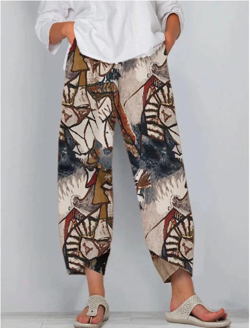 Multicolor Printed Loose Pocket Elastic Pants - Pants - INS | Online Fashion Free Shipping Clothing, Dresses, Tops, Shoes - 10-20 - 19/06/2021 - Bottom