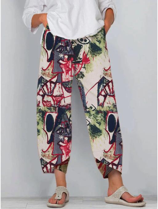 Multicolor Printed Loose Pocket Elastic Pants - Pants - INS | Online Fashion Free Shipping Clothing, Dresses, Tops, Shoes - 10-20 - 19/06/2021 - Bottom