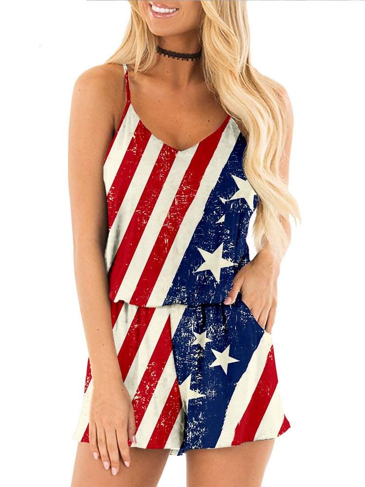 Multicolor Printed Loose Sling Jumpsuit - Jumpsuits - INS | Online Fashion Free Shipping Clothing, Dresses, Tops, Shoes - 31/05/2021 - Bottoms - Category_Jumpsuits