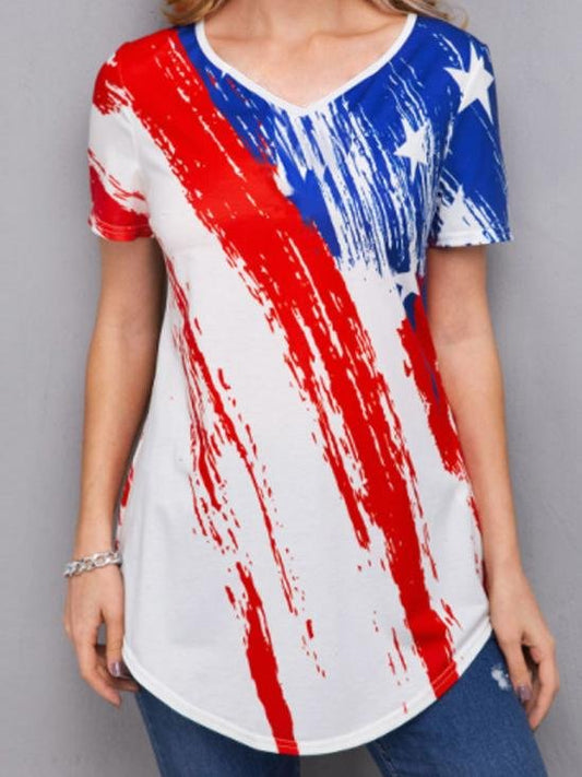 Multicolor Printed Short Sleeve T-shirt - T-Shirts - INS | Online Fashion Free Shipping Clothing, Dresses, Tops, Shoes - 08/06/2021 - Category_T-Shirts - Color_White