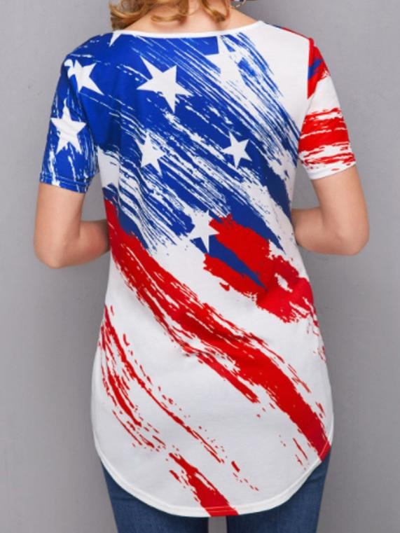 Multicolor Printed Short Sleeve T-shirt - T-Shirts - INS | Online Fashion Free Shipping Clothing, Dresses, Tops, Shoes - 08/06/2021 - Category_T-Shirts - Color_White