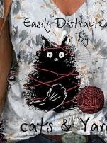 Multicolor Printed Short Sleeve V-neck T-shirt - T-Shirts - INS | Online Fashion Free Shipping Clothing, Dresses, Tops, Shoes - 05/06/2021 - Category_T-Shirts - Color_Multicolor