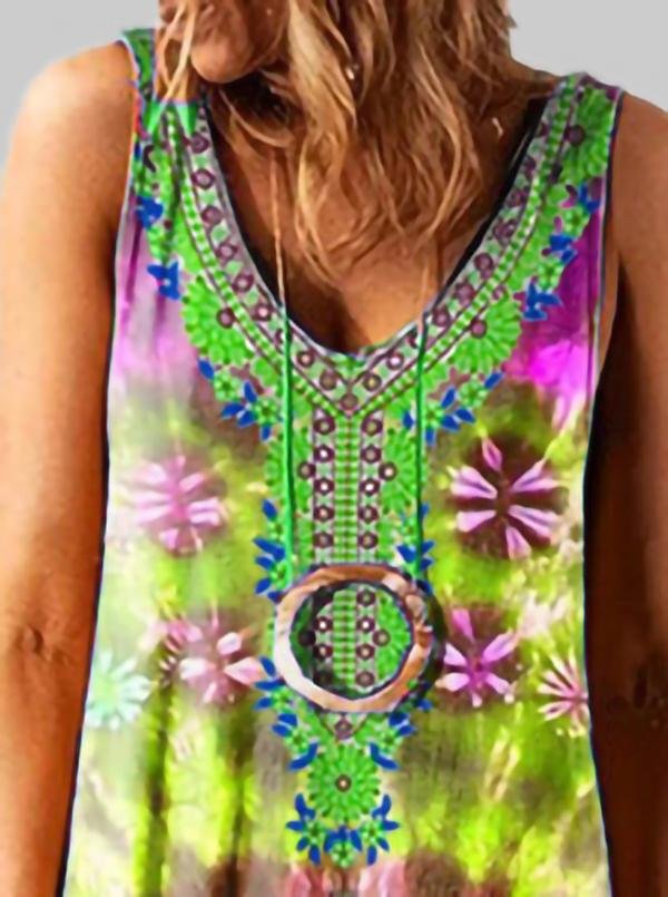 National Style Loose Printed Sleeveless Long Dress - Midi Dresses - INS | Online Fashion Free Shipping Clothing, Dresses, Tops, Shoes - 07/06/2021 - Color_Blue - Color_Purple