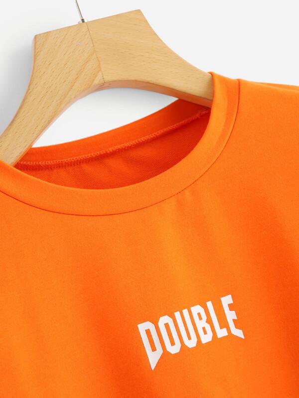 Neon Orange Neon Graphic Cropped Sweatshirt - INS | Online Fashion Free Shipping Clothing, Dresses, Tops, Shoes