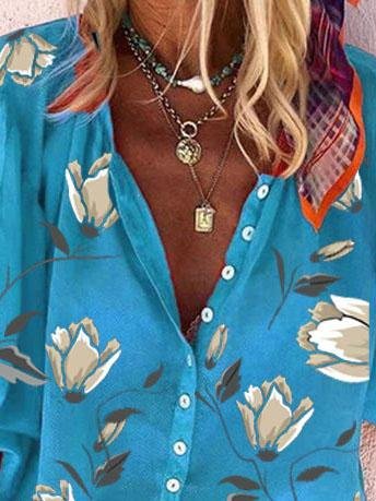 Nine-quarter Sleeves Printed Loose Blouses - Blouses - INS | Online Fashion Free Shipping Clothing, Dresses, Tops, Shoes - 07/06/2021 - BLO2106070045 - Category_Blouses