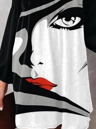 Off-shoulder Abstract Print Long Sleeve Dress - Mini Dresses - INS | Online Fashion Free Shipping Clothing, Dresses, Tops, Shoes - 06/07/2021 - 20-30 - color-white