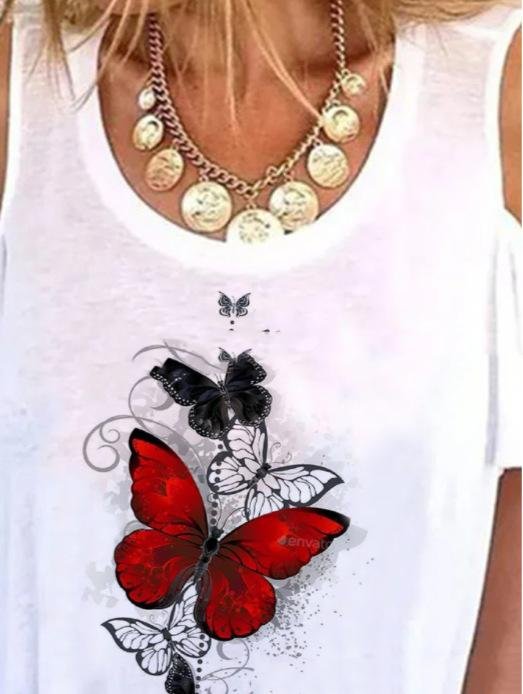 Off-shoulder Short-sleeved Print T-shirt - T-shirts - INS | Online Fashion Free Shipping Clothing, Dresses, Tops, Shoes - 10-20 - 21/06/2021 - color-black