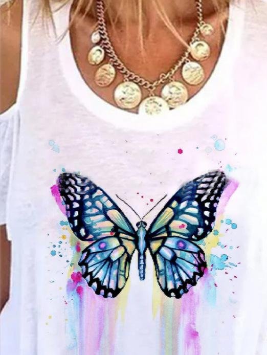 Off-shoulder Short-sleeved Print T-shirt - T-shirts - INS | Online Fashion Free Shipping Clothing, Dresses, Tops, Shoes - 10-20 - 21/06/2021 - color-black