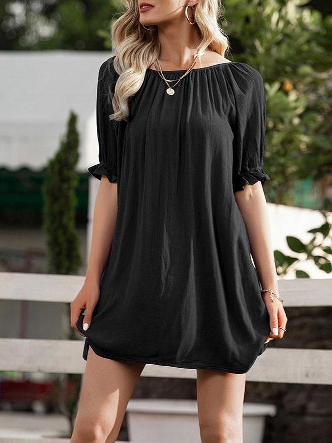 Off-the-shoulder Lace-up Halter Ruffle Mini Dress - Mini Dresses - INS | Online Fashion Free Shipping Clothing, Dresses, Tops, Shoes - 09/04/2021 - Blue - Color_Black