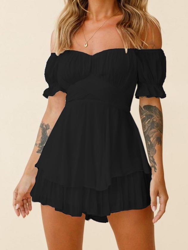 Off The Shoulder Lantern Lotus Leaf Sleeve Jumpsuit - Jumpsuits & Rompers - INS | Online Fashion Free Shipping Clothing, Dresses, Tops, Shoes - 28/06/2021 - 30-40 - Bottom