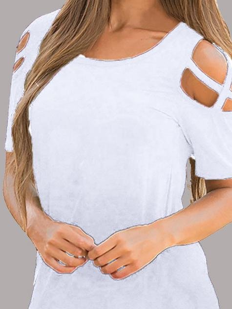 Off The Shoulder Round Neck Short Sleeve Dress - Mini Dresses - INS | Online Fashion Free Shipping Clothing, Dresses, Tops, Shoes - 07/06/2021 - Category_Mini Dresses - Color_Blue