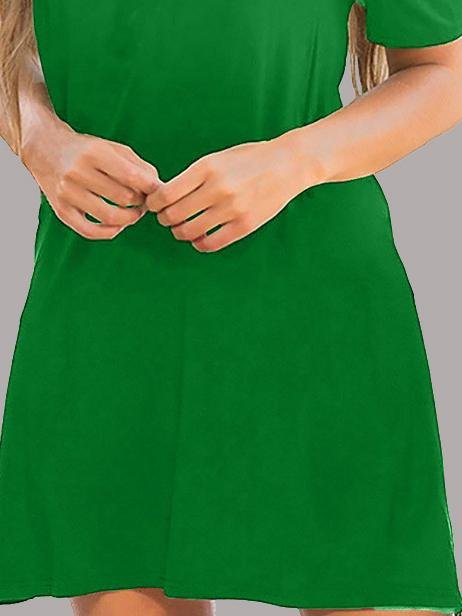 Off The Shoulder Round Neck Short Sleeve Dress - Mini Dresses - INS | Online Fashion Free Shipping Clothing, Dresses, Tops, Shoes - 07/06/2021 - Category_Mini Dresses - Color_Blue