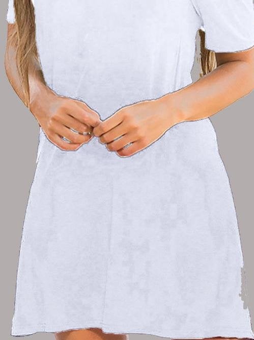 Off The Shoulder Round Neck Short Sleeve Dress - Mini Dresses - INS | Online Fashion Free Shipping Clothing, Dresses, Tops, Shoes - 07/06/2021 - Category_Mini Dresses - Color_Blue