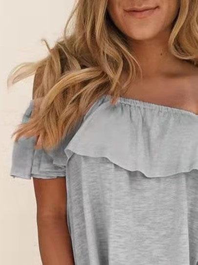 Off The Shoulder Solid Color Short Sleeve T-shirt - T-Shirts - INS | Online Fashion Free Shipping Clothing, Dresses, Tops, Shoes - 31/05/2021 - Category_T-Shirts - Color_Black
