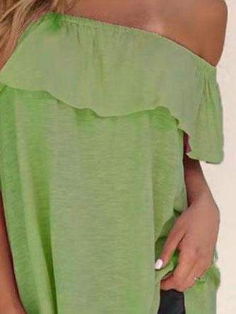 Off The Shoulder Solid Color Short Sleeve T-shirt - T-Shirts - INS | Online Fashion Free Shipping Clothing, Dresses, Tops, Shoes - 31/05/2021 - Category_T-Shirts - Color_Black