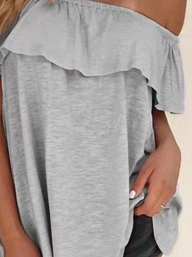Off The Shoulder Solid Color Short Sleeve T-shirt - T-Shirts - INS | Online Fashion Free Shipping Clothing, Dresses, Tops, Shoes - 31/05/2021 - Category_T-Shirts - Color_Black